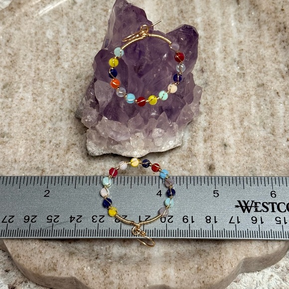 Wire Wrapped Multi-Color Hoop Earrings - Picture 7 of 7